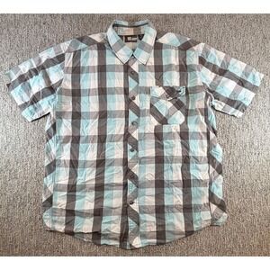 Burton Button Up Shirt Mens Large Blue Plaid Short Sleeve Casual Outdoor‎ Pocket